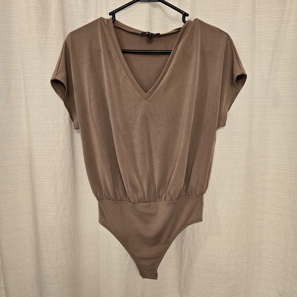 Brown V-Neck Bodysuit